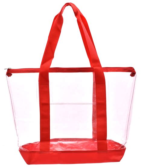 Clear Plastic Tote Bag Women Transparent Pvc Handbag Zip Purse Stadium