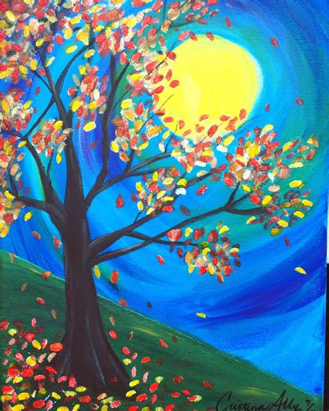 Fall Acrylic Painting Painting Seasons Art Tree Art
