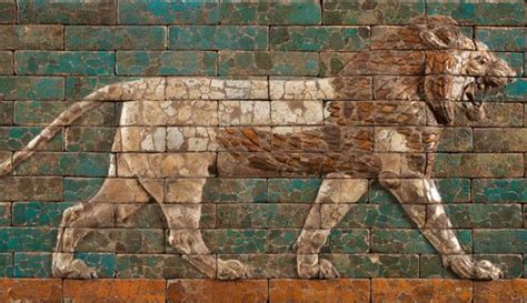 Two Panels With Striding Lions Neo Babylonian Ca 604562 Bc