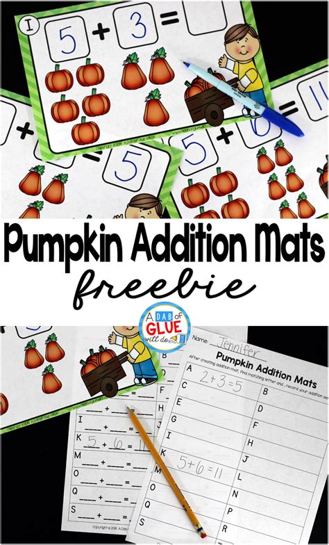Pumpkin Addition Mats Fall Math Centers Math Centers Kindergarten