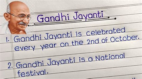 5 lines on gandhi jayanti in english short paragraph on gandhi jayanti youtube