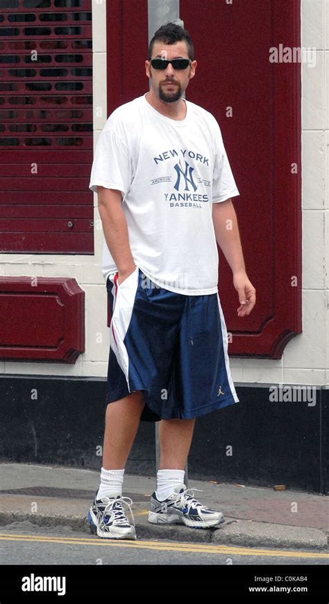 Adam Sandler Out And About Dressed In Huge Blue Shorts And An Oversized
