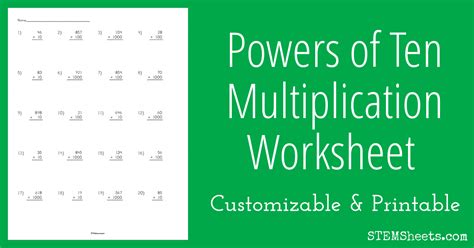 Powers Of Ten Multiplication Worksheet Stem Sheets