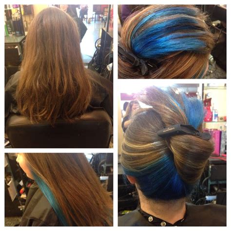 Brown Hair With Mermaid Blue Fantasy Color Underneath Teal