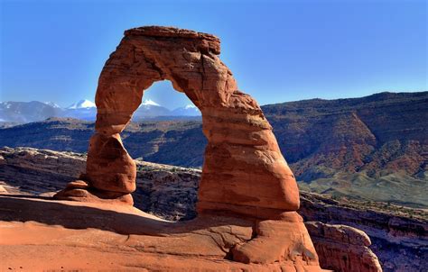 Wallpaper The Sky Mountains Stones Rocks Arch Utah Usa Arches