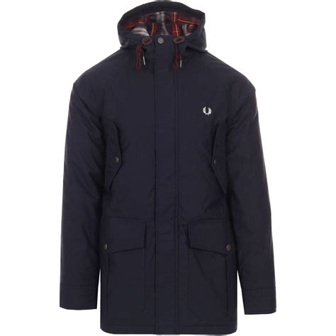 fred perry portwood padded mod parka in dark carbon