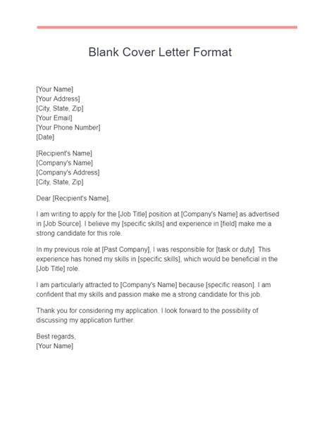 10 Blank Cover Letter Examples Copy And Paste How To Use Examples