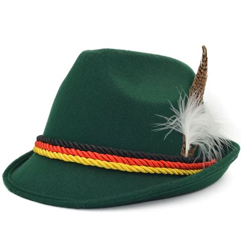 Melesh Green Adult Felt German Alpine Bavarian Oktoberfest Hat Cap L