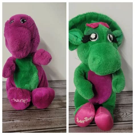 Vintage 1992 Barney The Dinosaur And Baby Bop Plush Stuffed Animal Lyons