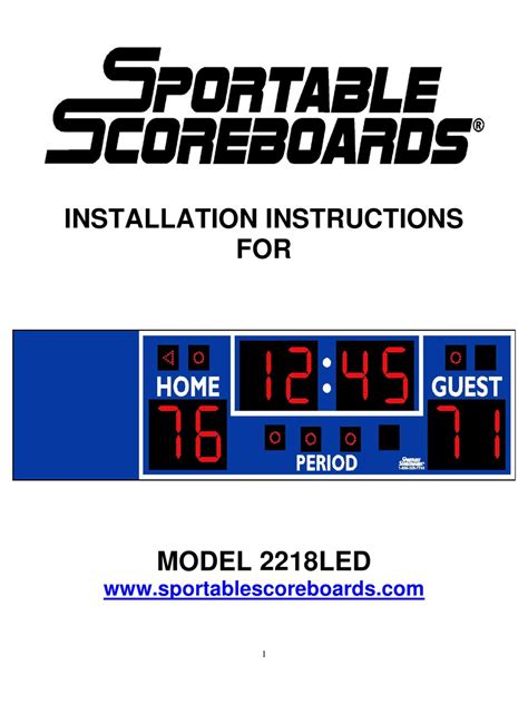 Sportable Scoreboards 2218led Installation Instructions Manual Pdf
