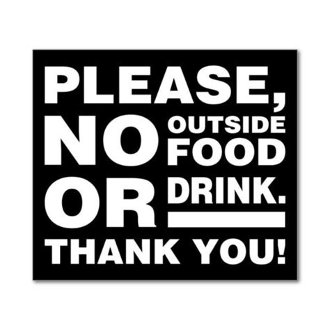 Please No Outside Food Or Drink Sign Warning Caf Restaurant Car Sticker