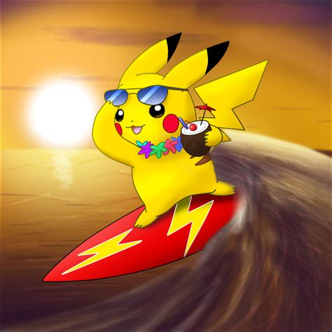 Surfing Summer Pikachu By Avengerseraph On Deviantart