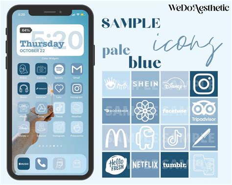 Ios14 App Icons Baby Blue Aesthetic App Covers Icons Etsy