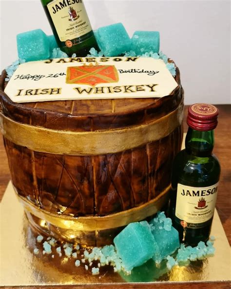 Whiskey Barrel Cake With Hand Painted Jameson The Label Sugar Ice And