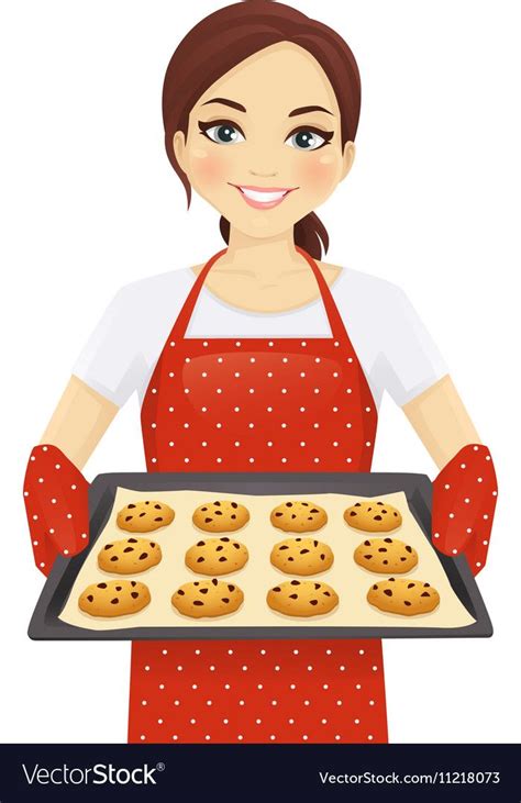 Woman Baking Cookies Royalty Free Vector Image Cookie Vector Cooking