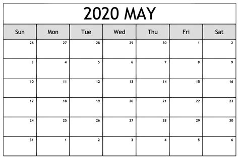 May Calendar 2020 Calendar Printables Free Printable Calendar