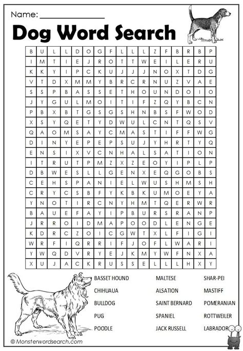 Awesome Dog Word Search Dog Words Printable Puzzles For Kids Free