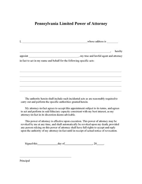 Free Pennsylvania Power Of Attorney Forms Types Pdf Word Eforms