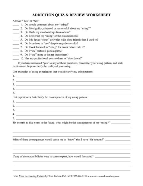 Substance Abuse Worksheets For Adults Pdf — Db
