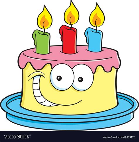 Cartoon Cake With Candles Vector Image On Vectorstock Cartoon Cake