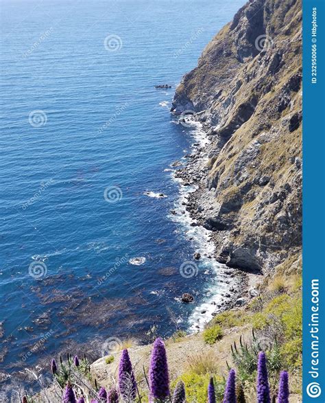 Pacific Coast Highway Beach Scene With Mountains Stock Photo Image Of