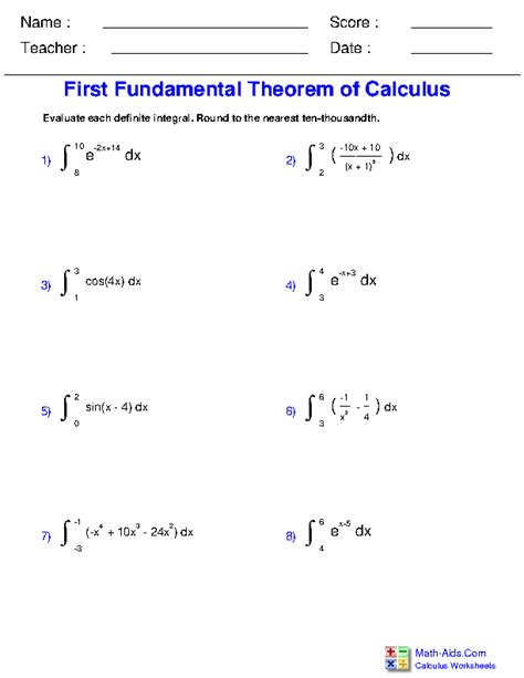 Easy Calculus Worksheets Subtraction And Addition Worksheets