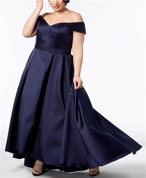 xscape evenings plus size off the shoulder gown lace dress with sleeves ball gowns prom