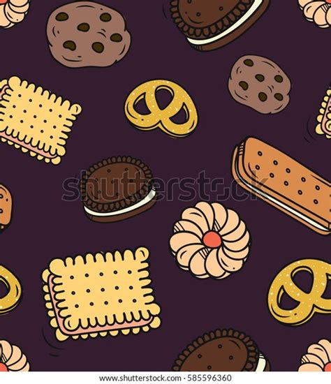 Biscuit Doodle Seamless Background Stock Vector Royalty Free