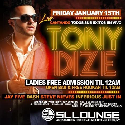 Tony Dize Live At Sl Lounge Tickeri Concert Tickets Latin Tickets