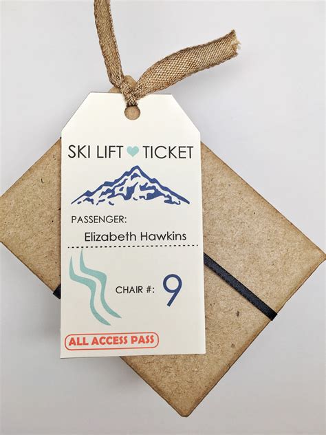 Instant Download Ski Lift Ticket Winter Wedding Mountain Etsy Australia