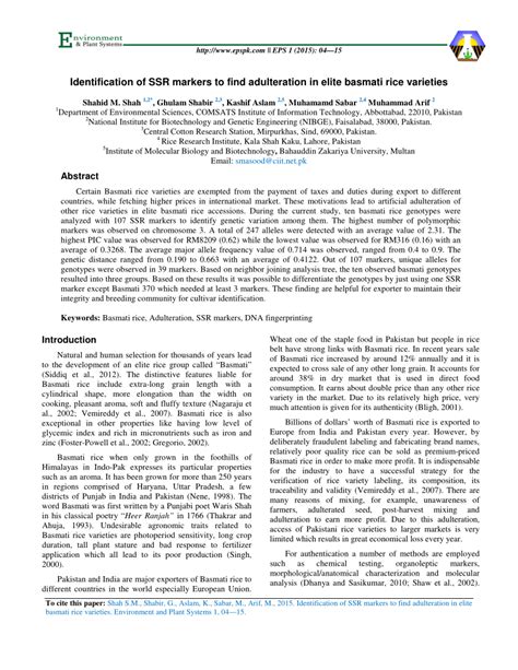 The purpose of this manual is to list out common methodologies available for food adulterants generally found in india. (PDF) Identification of SSR markers to find adulteration ...
