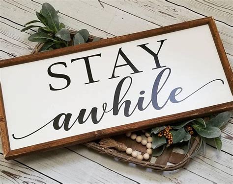 Stay Awhile Stay Awhile Art Bedroom Sign Guest Room Sign Etsy Stay