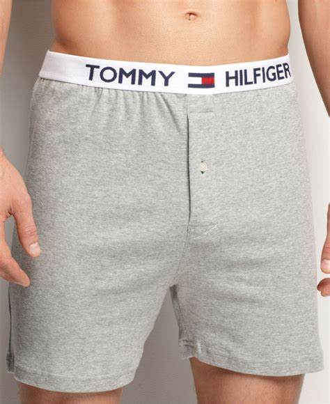 Tommy Hilfiger Mens Underwear Athletic Knit Boxer In Gray For Men