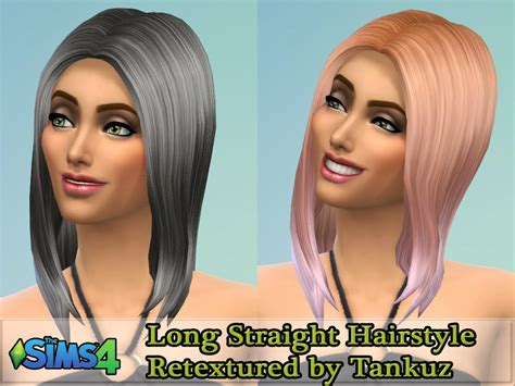 Tankuz Sims 3 Blog The Sims 4 Long Straight Hairstyle Retextured By
