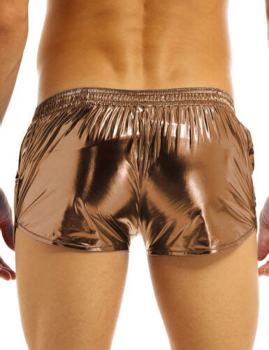 Mens Shiny Metallic Boxer Shorts Underwear Underpants Clubwear Swimwear