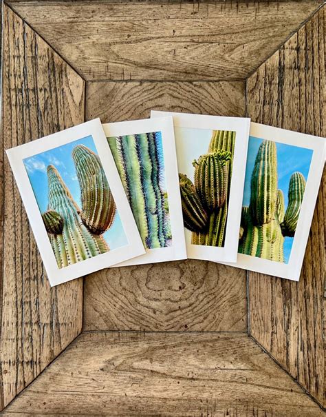 Saguaro Cactus Greeting Cardsnote Cards Set Of 4 Etsy