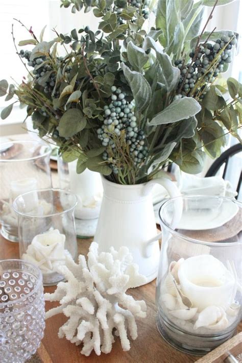 Sea green and pink accents. A Coastal Fall Table and an Autumn Tablescape Blog Hop ...
