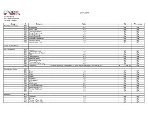 How do i create a line sheet? Sample Bid & Billing - Walker Homes
