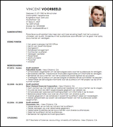 Responsible for performing complex compliance audits and control design assessments for privacy. Voorbeeld CV Audit Assistent | LiveCareer