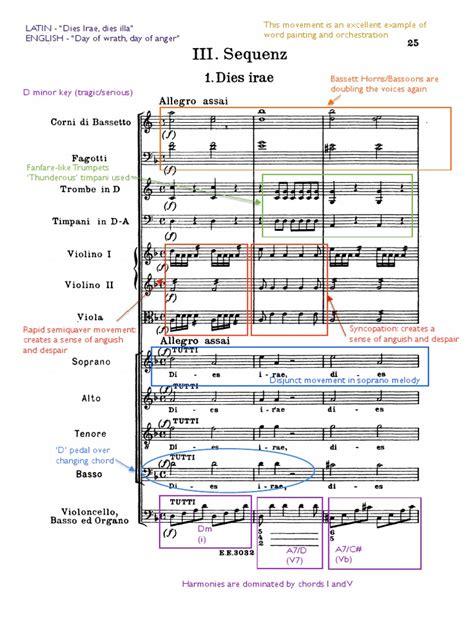 Mozart Requiem 3 Dies Irae Annotated Pdf Chord Music