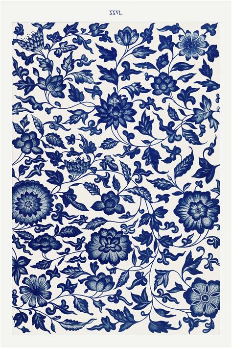 Blue Flower Pattern Examples Chinese Free Photo Rawpixel