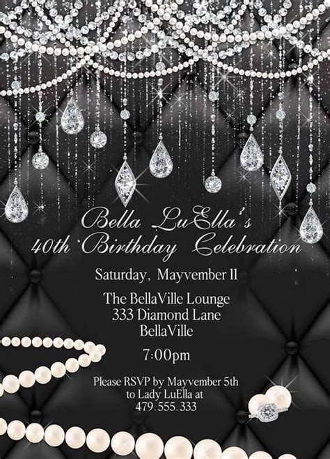 Sweet 16 Invitations Party Invitations Diamond Theme Party Pearl