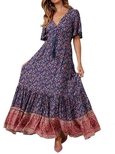 r vivimos womens summer cotton short sleeve v neck floral print casual bohemian midi dresses