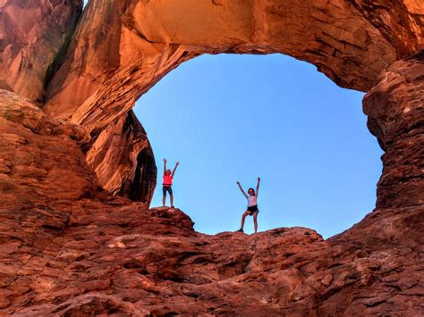 Hiking Arches National Park Double Arch Tred Cred