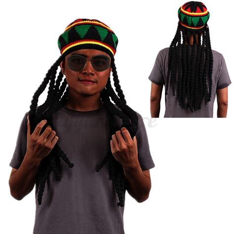 Bob Marley Reggae Jamaican Style Rasta Hat Dreadlocks Wig Caribbean