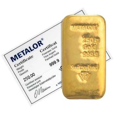 Metalor 250 Gram Gold Bar Gold Bullion Dealers Gold And Silver Bars