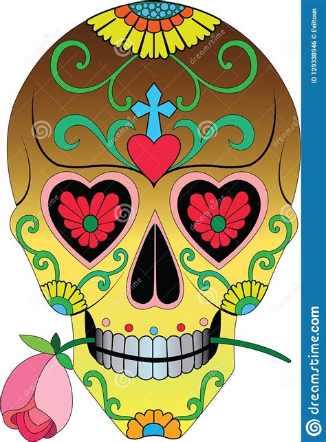 Art Sugar Skull Day Of The Dead Stock Vector Illustration Of