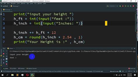 How To Convert Height In Feet And Inches To Centimeters In Python Youtube