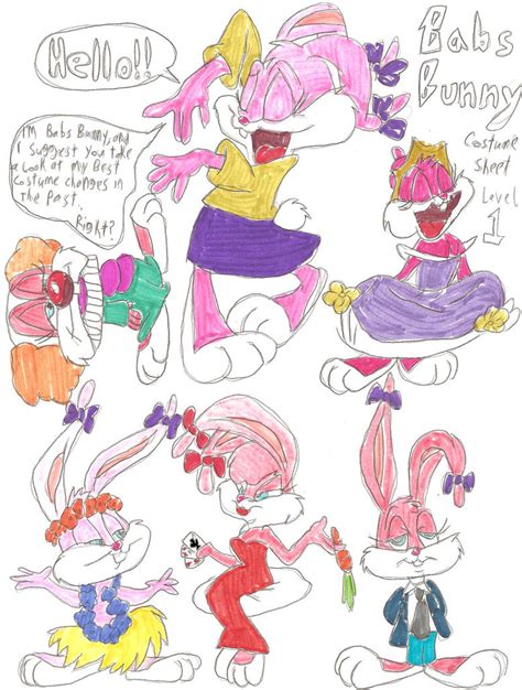babs bunny costume sheet by thrillingraccoon on deviantart