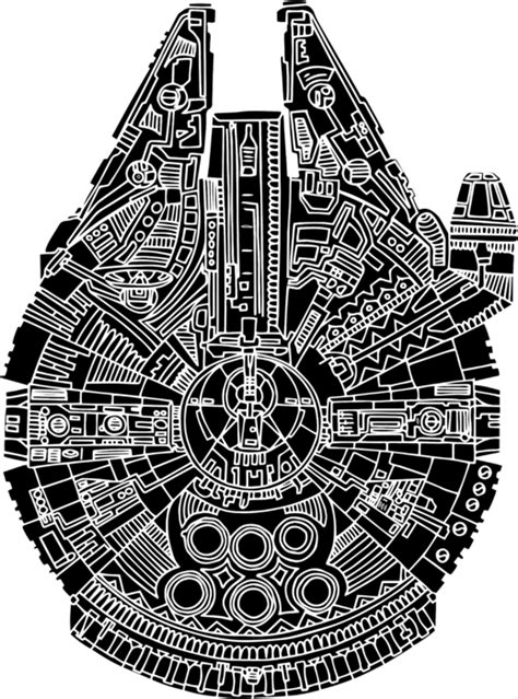 Star Wars Art Millennium Falcon Black Greeting Card